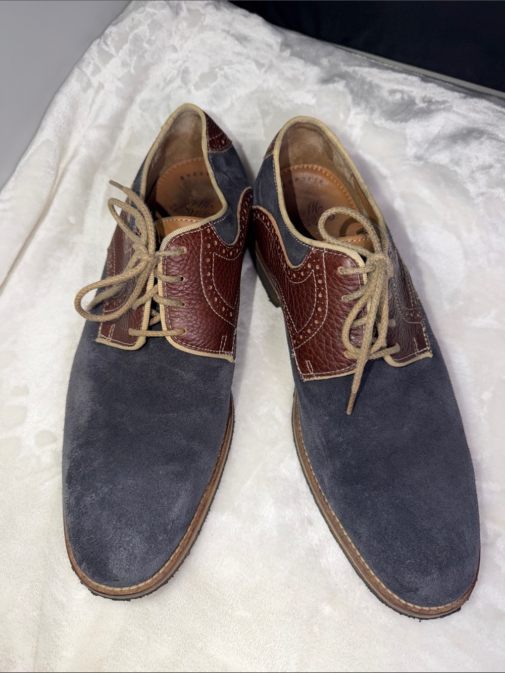 Joseph Abboud Suede & Leather Oxford Dress Shoes Blue Brown Men’s Size 10.5